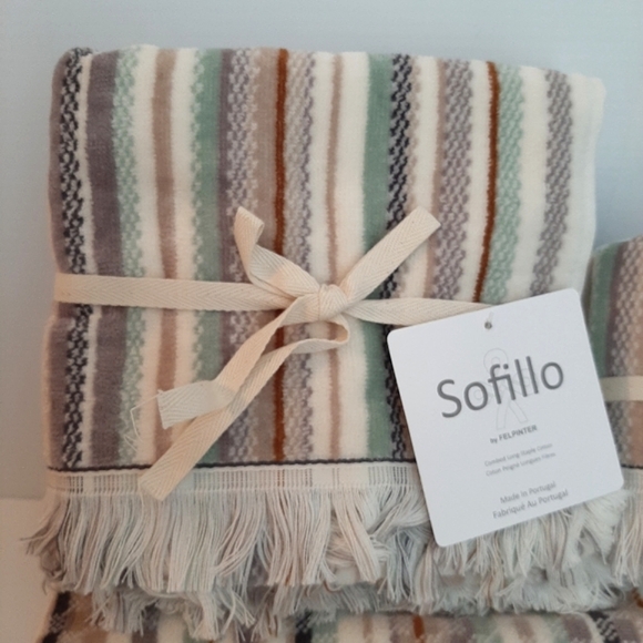 Felpinter Broken Stripe Combed Long Staple Cotton Bath Towel Set - Picture 4 of 16